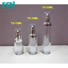 Clear empty plastic cosmetic creams packaging 15ml airless bottle